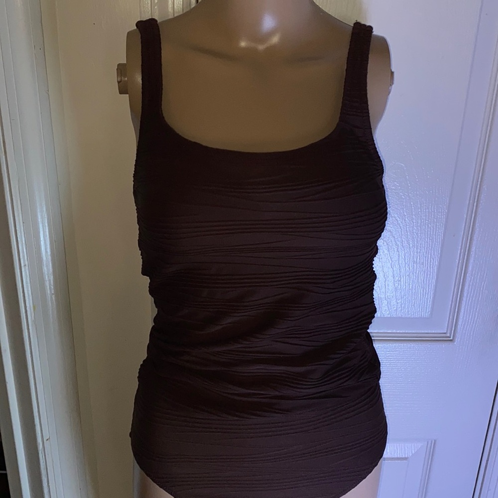 Gottex Dark Brown Textured Tank One-Piece Swimsuit